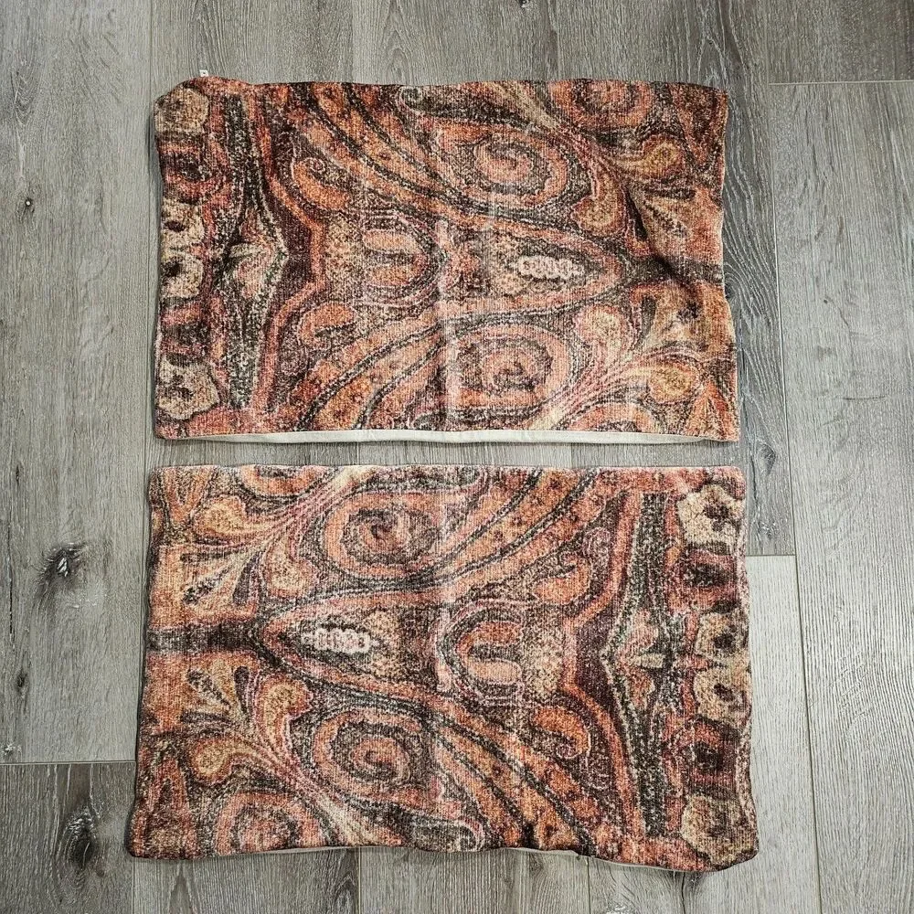 Pottery Barn Angelo Lumbar Pillow Covers - Set Of 2 16x26 Brown Persian